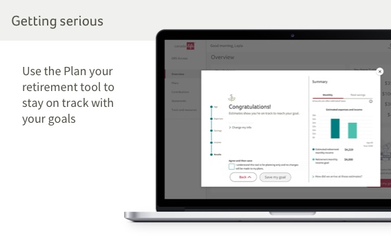 Use the Plan your retirement tool to stay on track with your goals